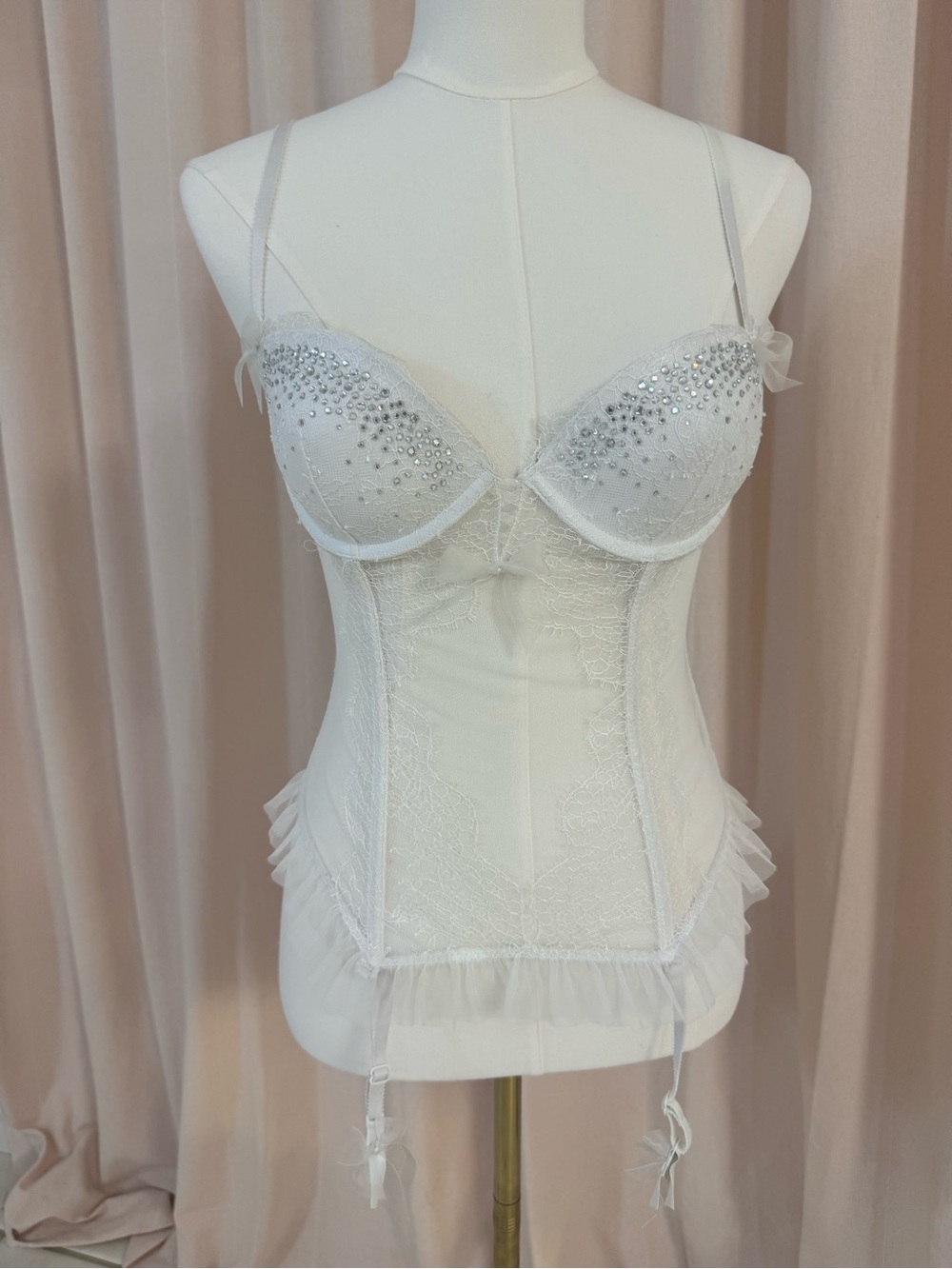 Victoria's Secret White Lace Embellished Corset Bustier